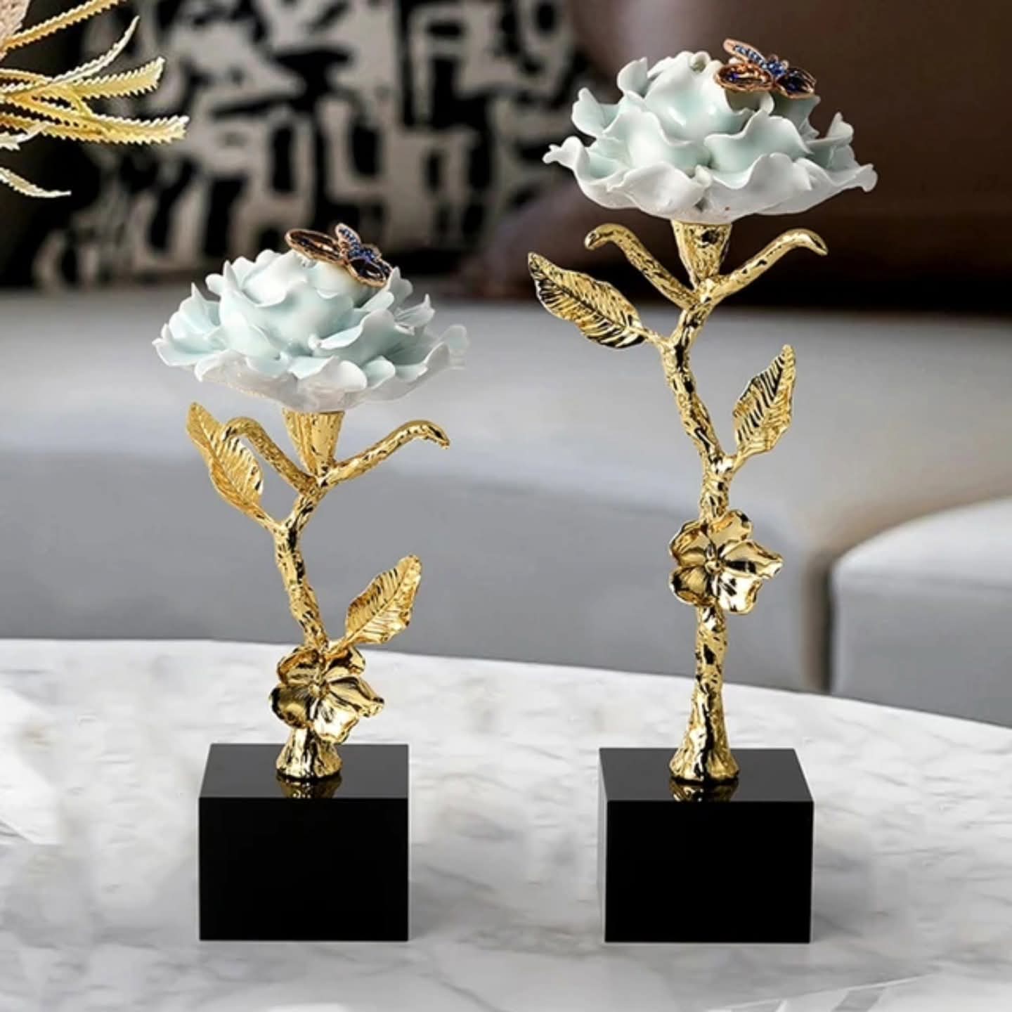 Brass and Crystal Flower Decor
