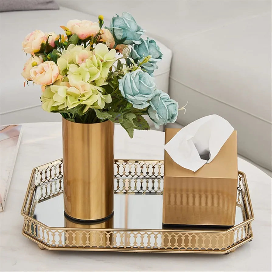 Vase for Decor Brass Plating Simulation Flower Vase