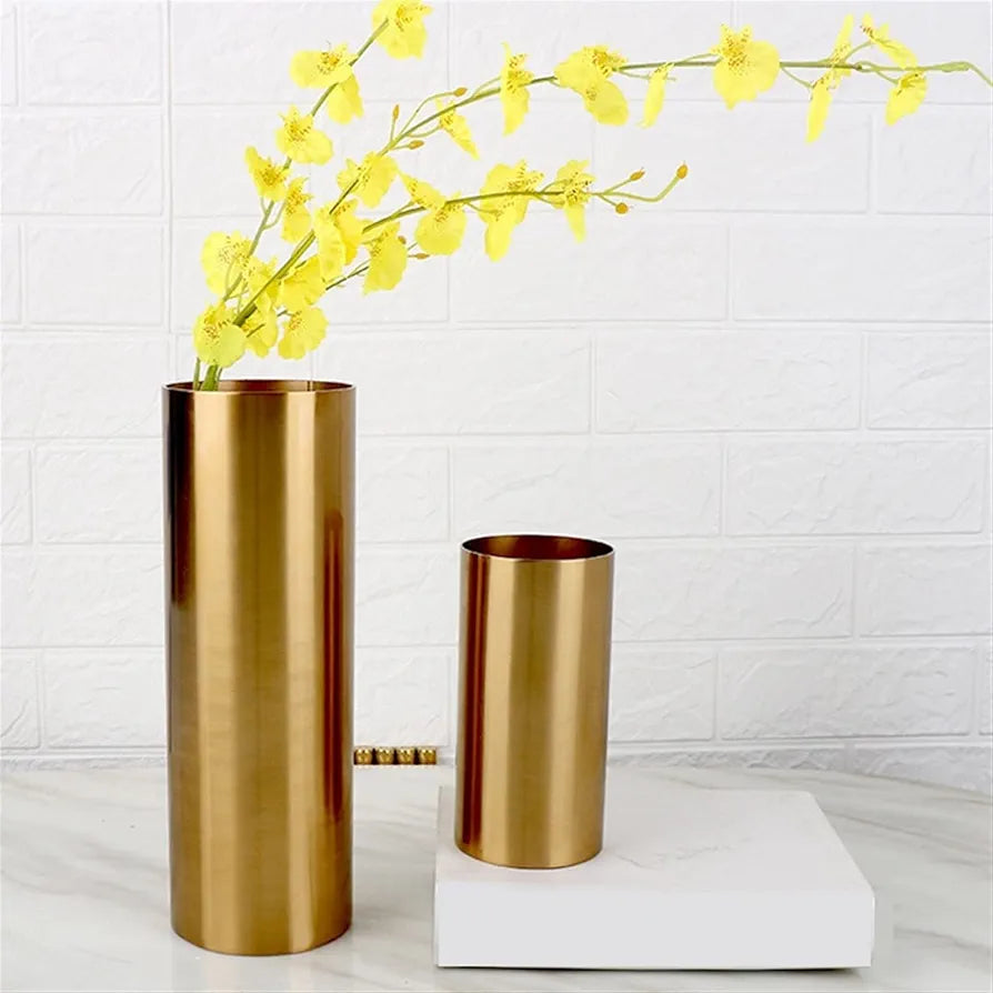 Vase for Decor Brass Plating Simulation Flower Vase