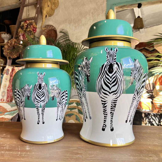 Zebra Design Ceramic Jar