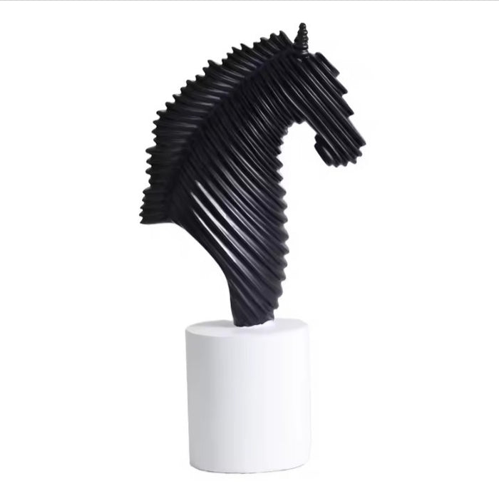 Abstract Striped Horse Head Mascot Animal Sculpture