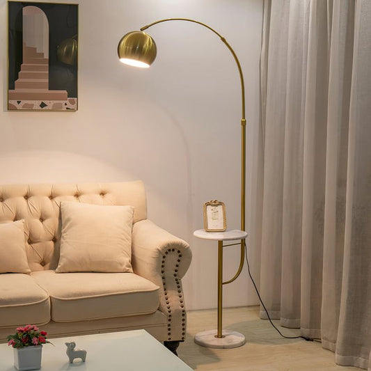 Modern Golden Arc floor lamp with table