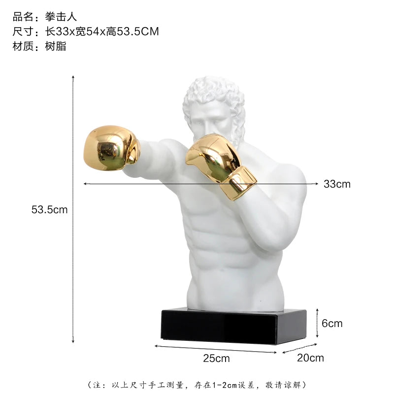 Boxer Man Statue Marble Base