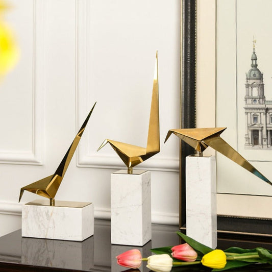 Brass & SS Bird Marble Base