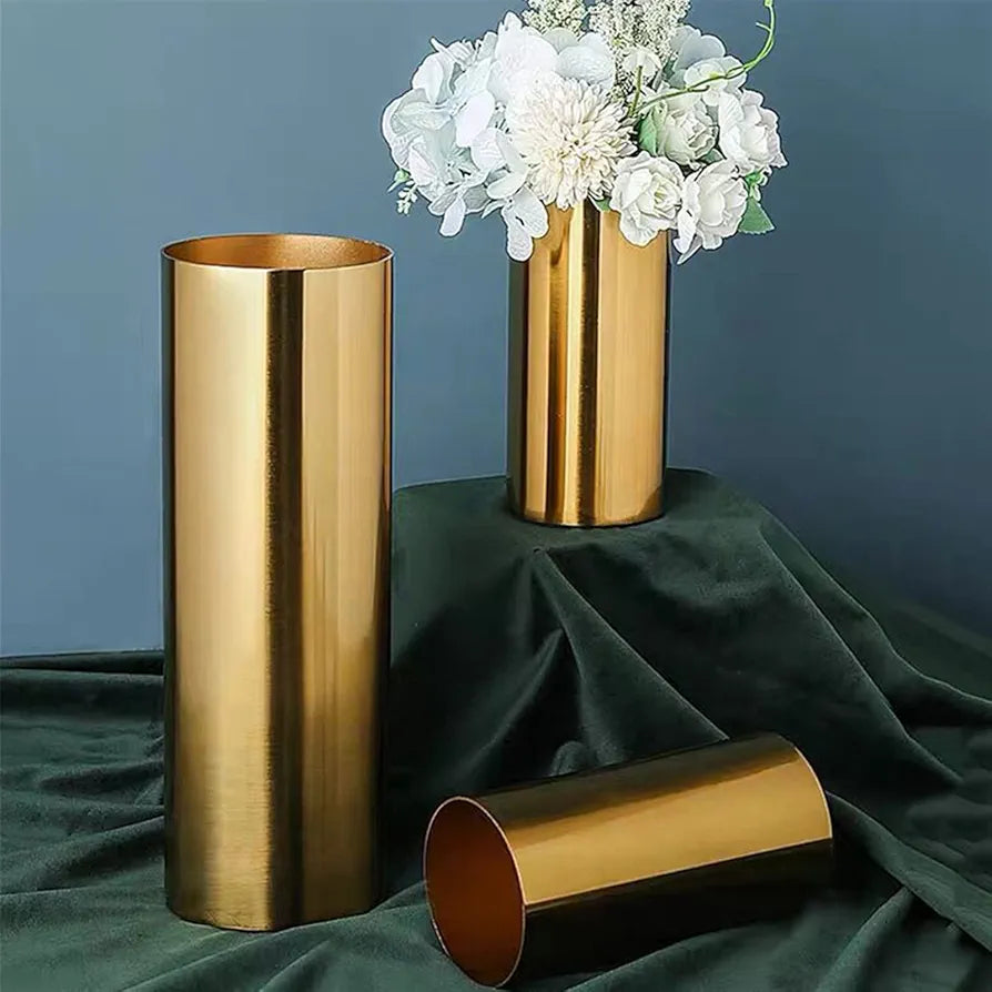 Vase for Decor Brass Plating Simulation Flower Vase