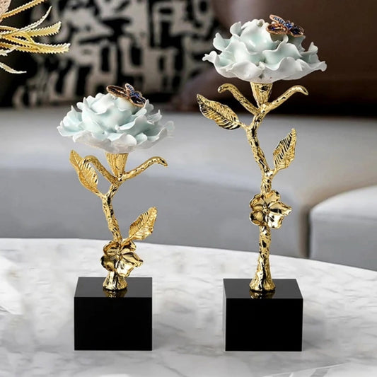 Brass and Crystal Flower Decor