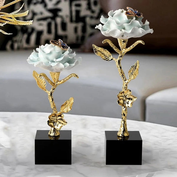 Brass and Crystal Flower Decor