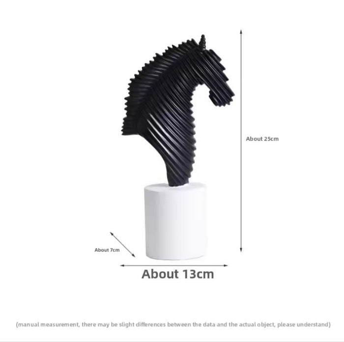 Abstract Striped Horse Head Mascot Animal Sculpture