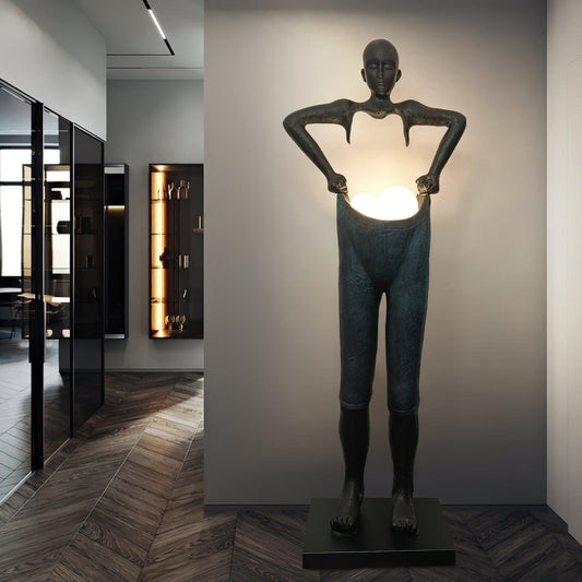 Man Carrying Pant Statue Floor Lamp