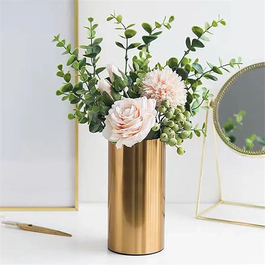 Vase for Decor Brass Plating Simulation Flower Vase