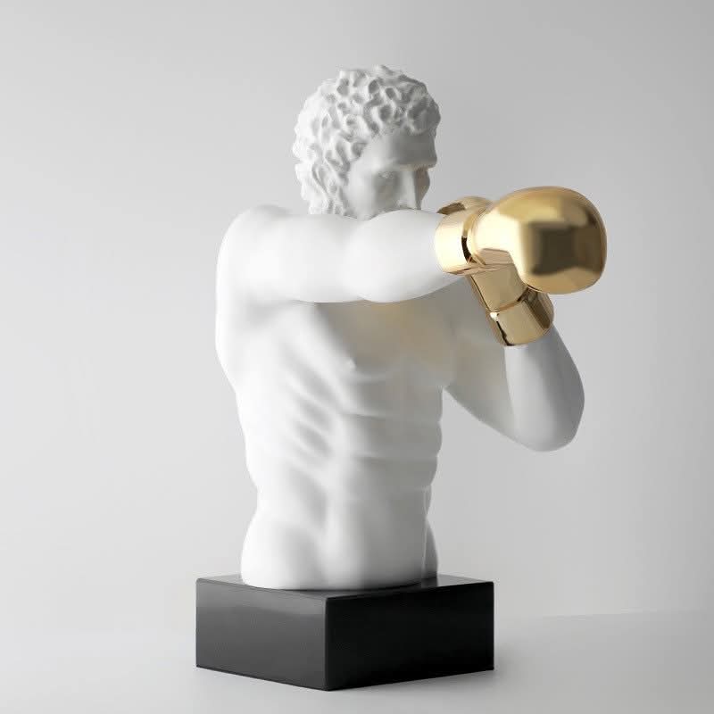 Boxer Man Statue Marble Base
