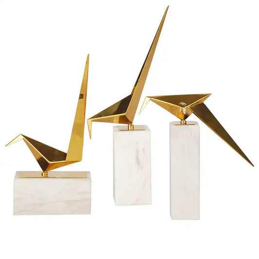 Brass & SS Bird Marble Base